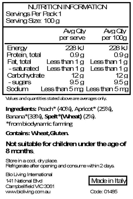 Holle Organic Panda Peach Pouch - Peach, Apricot, Banana with Spelt 100g x 12