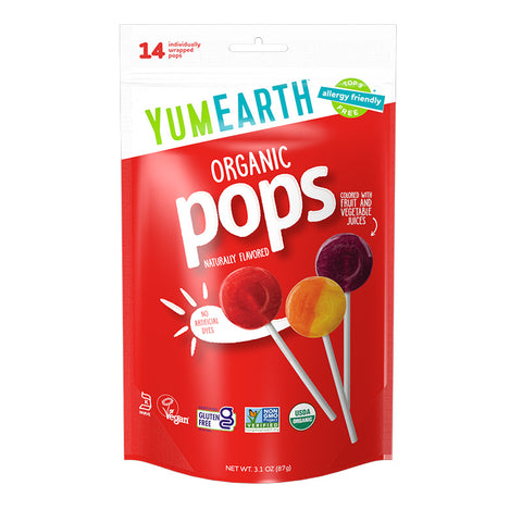 Yum Earth Organic Assorted Fruit Lollipops 6x87g/14 lollipops per bag