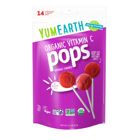 Yum Earth Organic Vitamin C Pops Lollipops 6x87g/14 lollipops per bag