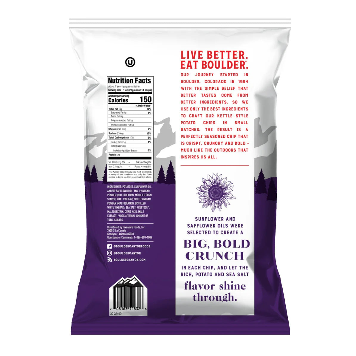 Boulder Canyon Malt Vinegar & Sea Salt Chips 142g - BB 03/08/26