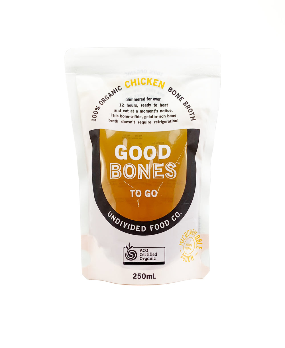 Undivided Food Co Good Bones 100% Organic Chicken Bone Broth 8x250ml front