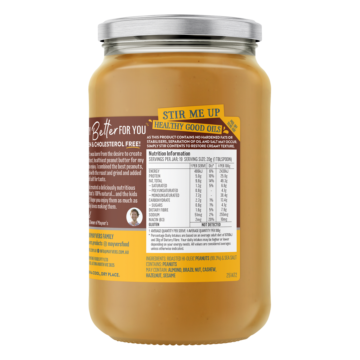 Mayver's Peanut Butter Dark Smooth 375g x6