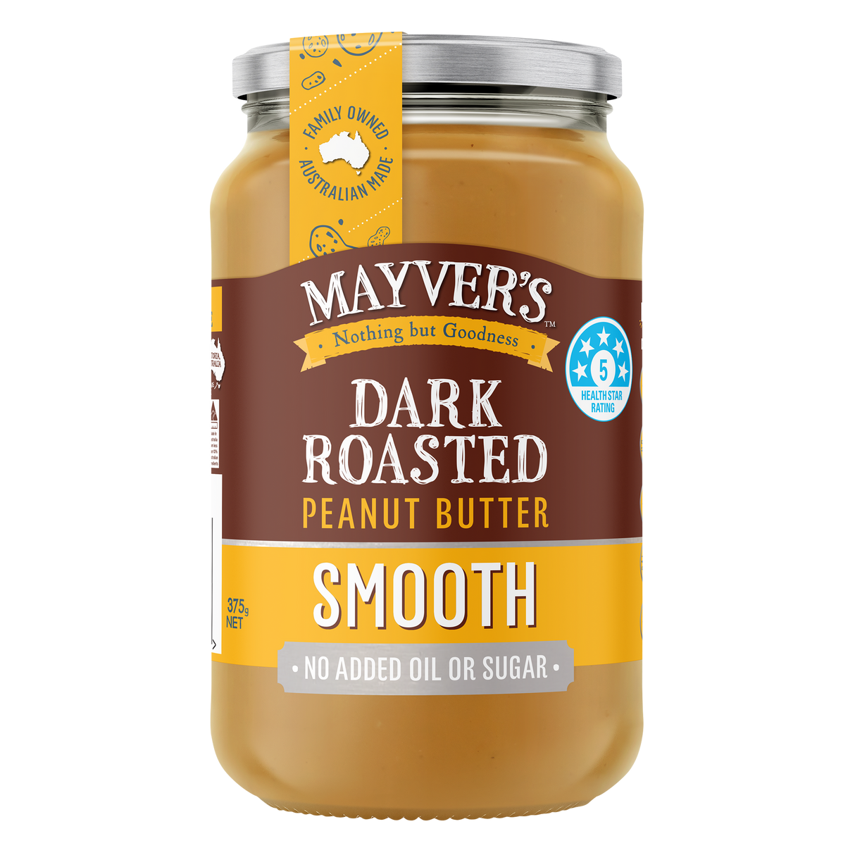 Mayver's Peanut Butter Dark Smooth 375g x6