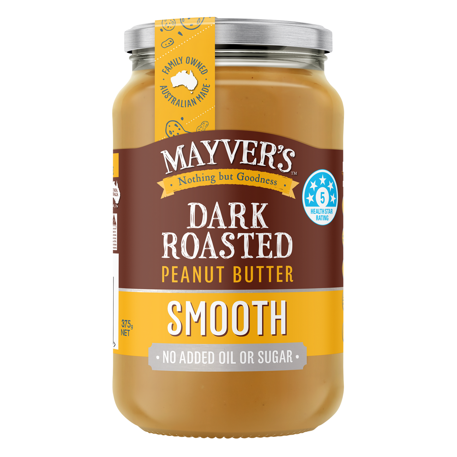 Mayver's Peanut Butter Dark Smooth 375g x6
