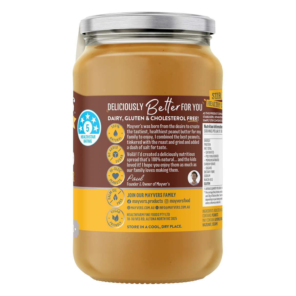 Mayver's Peanut Butter Dark Smooth 375g x6