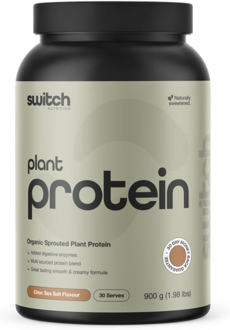 Switch Nutrition Organic Protein Sprouted Plant Choc Sea Salt 900g - BB 10/12/26