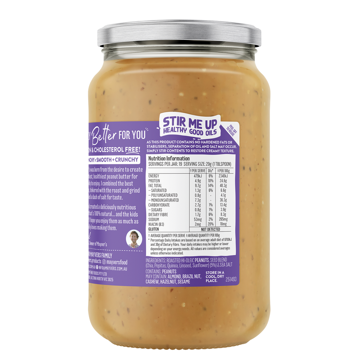 Mayver's Peanut Butter with 5 Seeds 375g x6