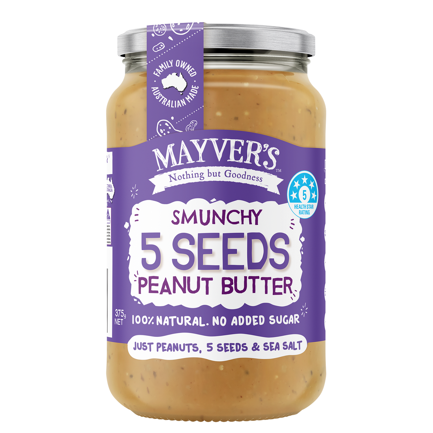 Mayver's Peanut Butter with 5 Seeds 375g x6