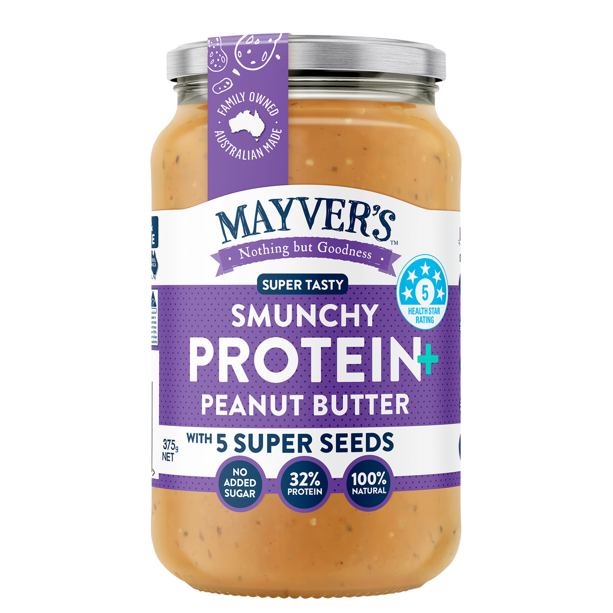 Mayver's Peanut Butter Protein + 5 Seed 375g x6