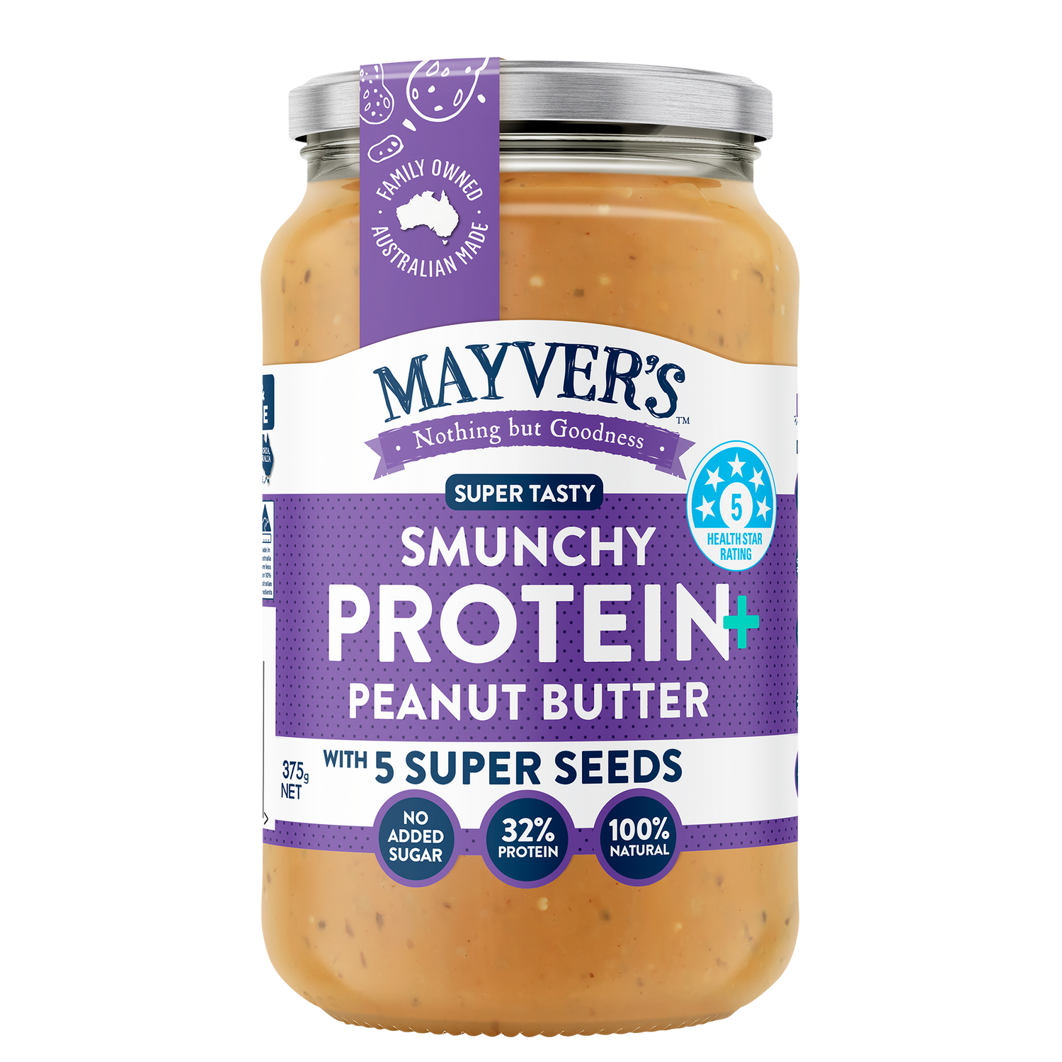 Mayver's Peanut Butter Protein + 5 Seed 375g x6