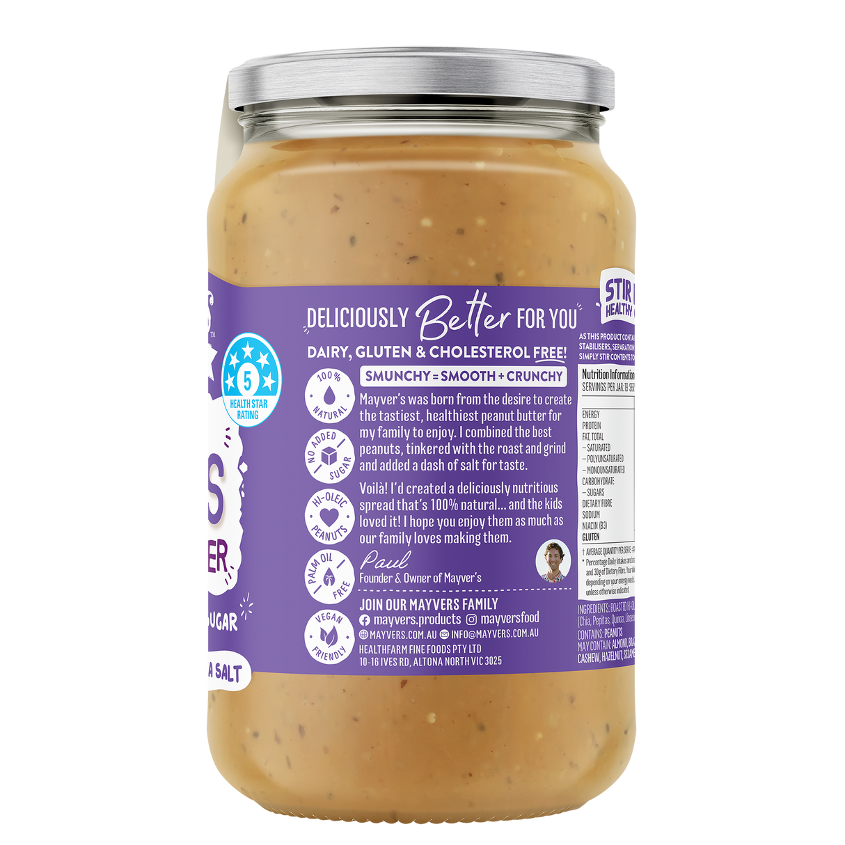 Mayver's Peanut Butter with 5 Seeds 375g x6