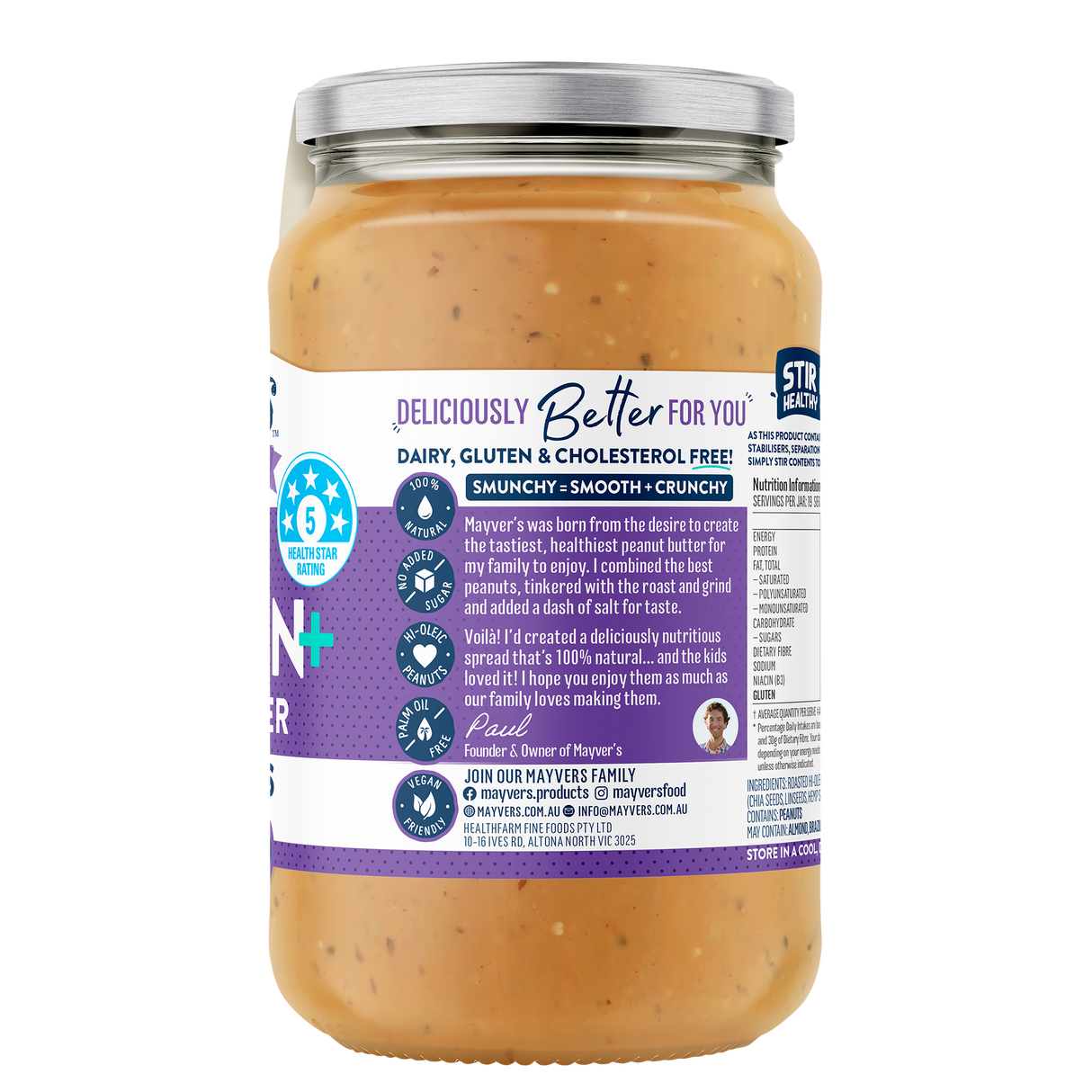 Mayver's Peanut Butter Protein + 5 Seed 375g x6