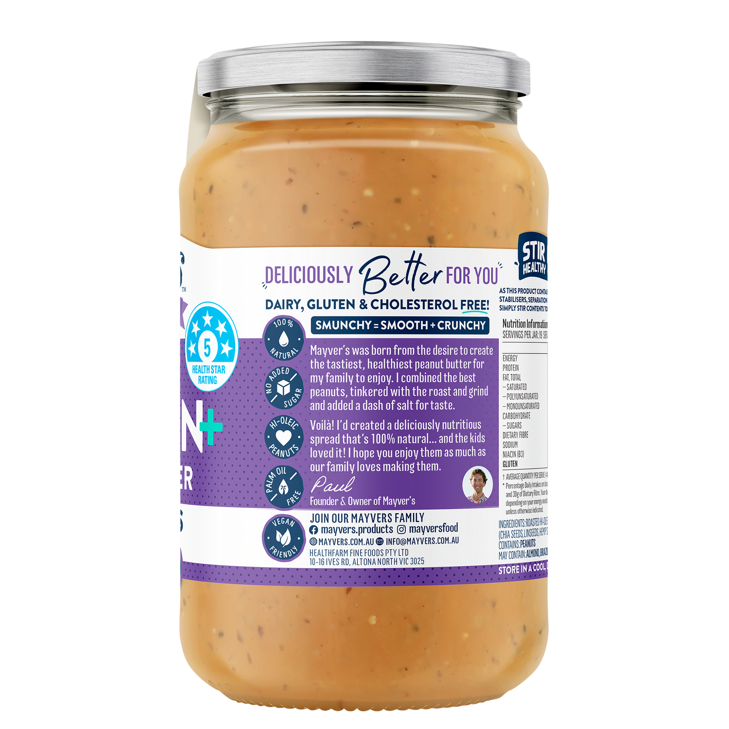 Mayver's Peanut Butter Protein + 5 Seed 375g x6