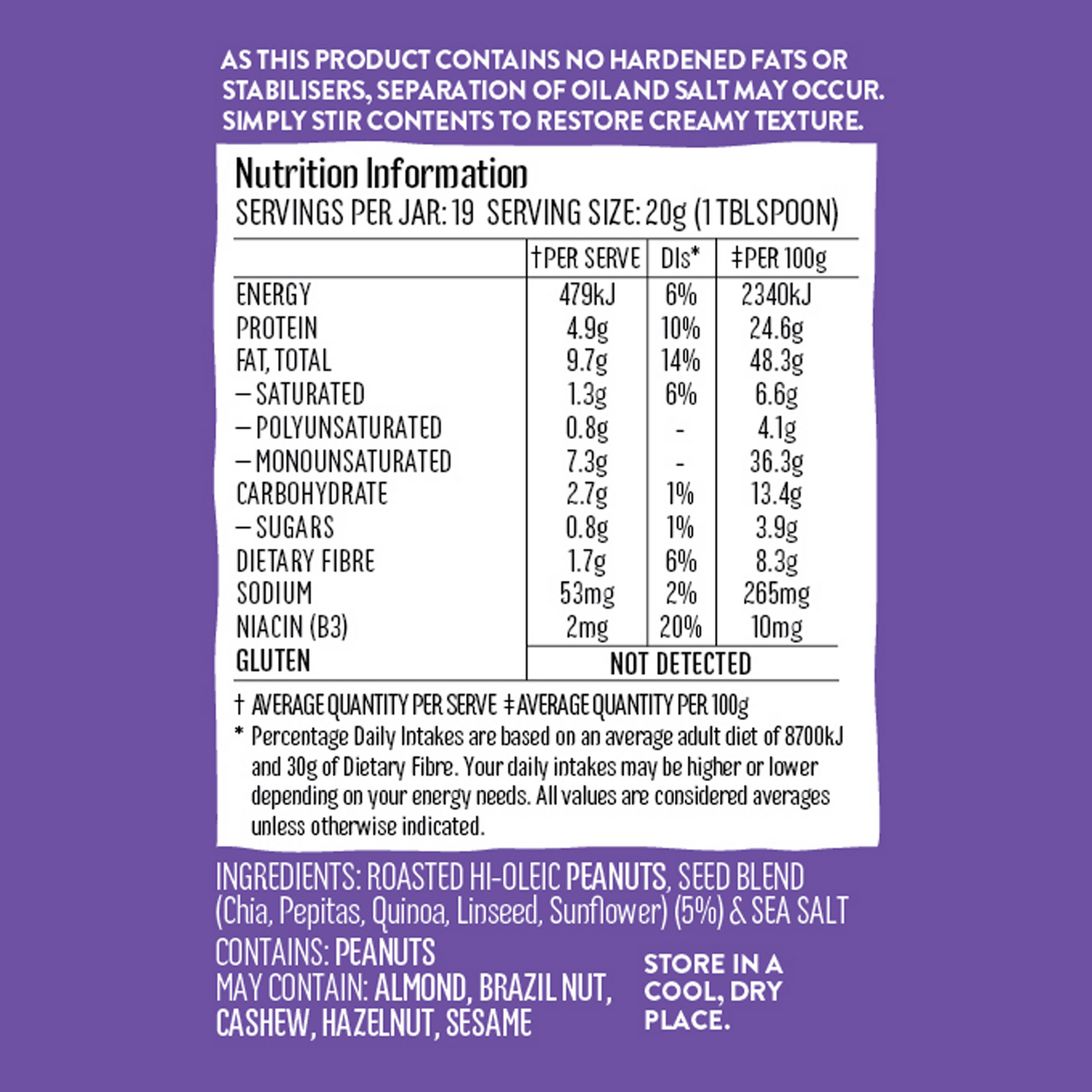 Mayver's Peanut Butter with 5 Seeds 375g x6