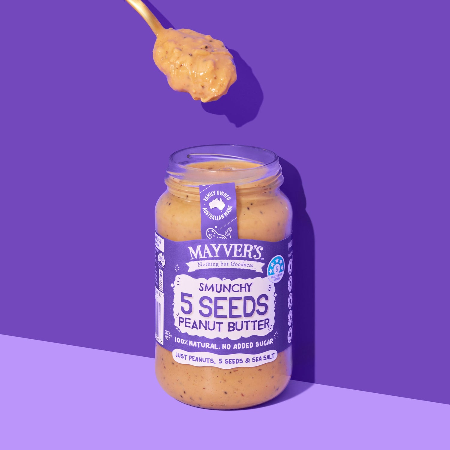 Mayver's Peanut Butter with 5 Seeds 375g x6