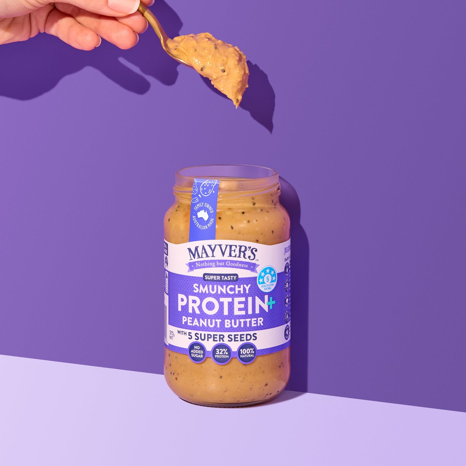 Mayver's Peanut Butter Protein + 5 Seed 375g x6