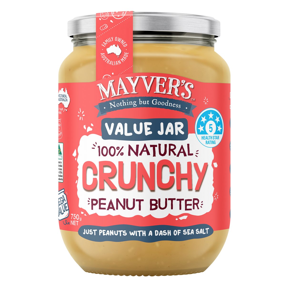Mayver's Peanut Butter Crunchy 750g x6