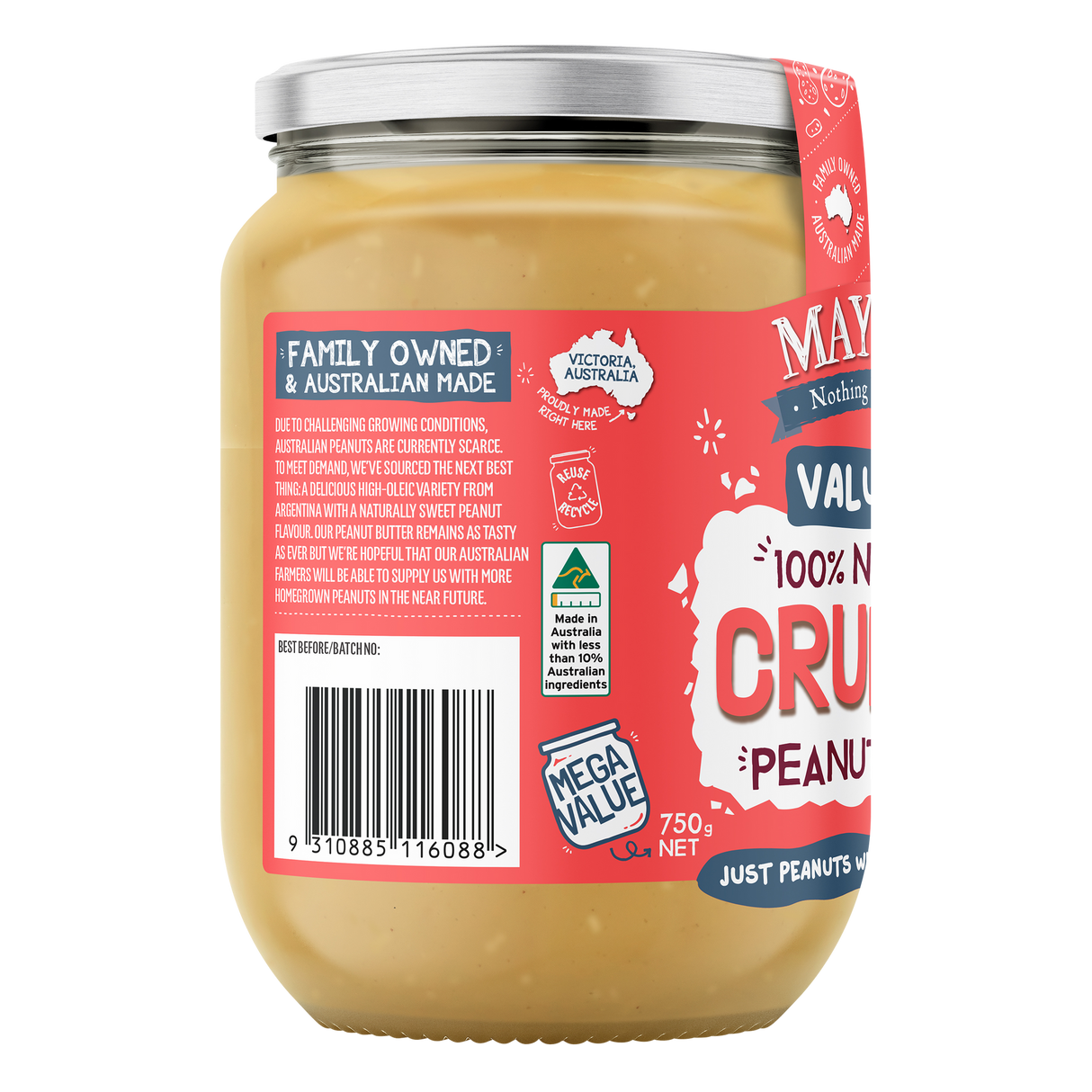 Mayver's Peanut Butter Crunchy 750g x6