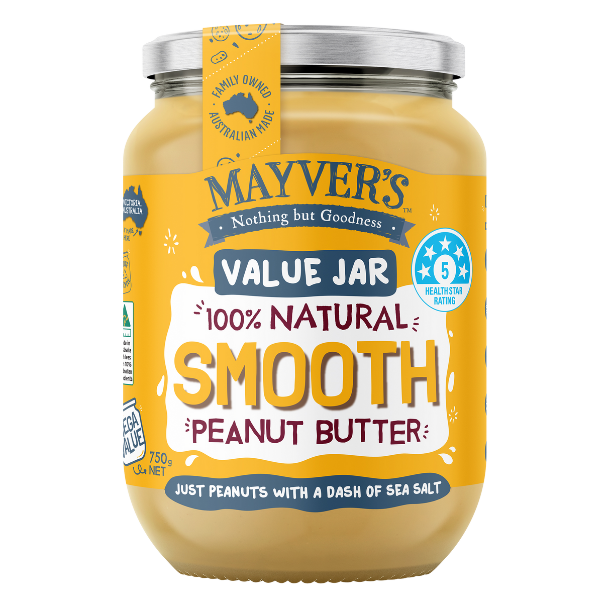 Mayver's Peanut Butter Smooth 750g x6