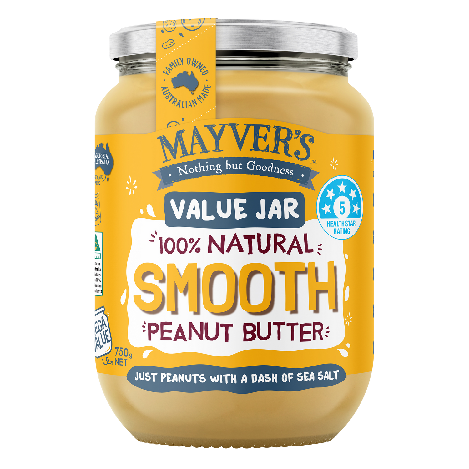 Mayver's Peanut Butter Smooth 750g x6
