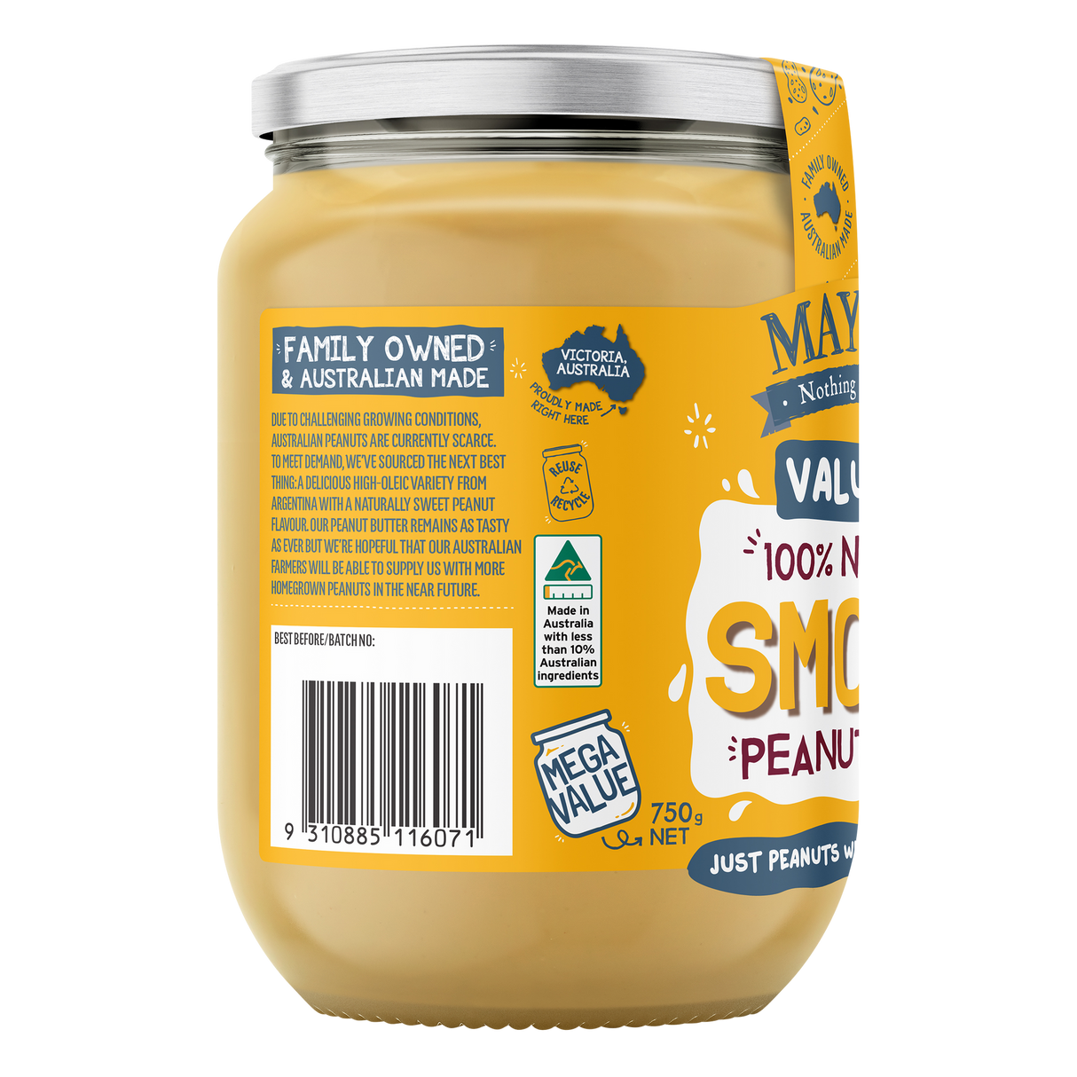 Mayver's Peanut Butter Smooth 750g x6