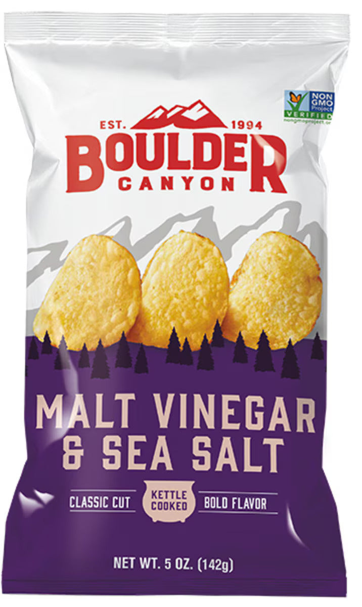 Boulder Canyon Malt Vinegar & Sea Salt Chips 142g - BB 03/08/26
