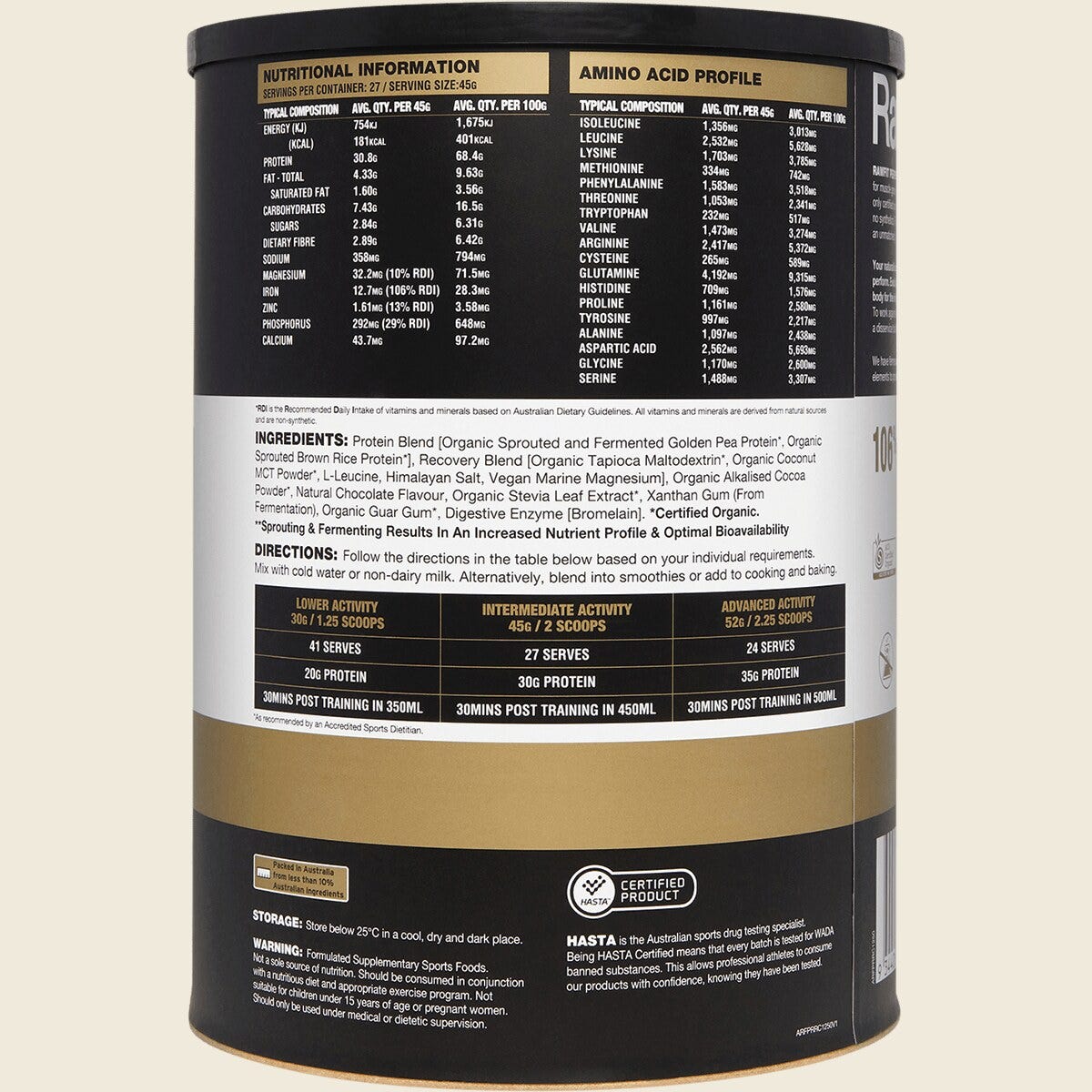 Amazonia RawFit Plant Protein Perform & Recover Rich Chocolate Side