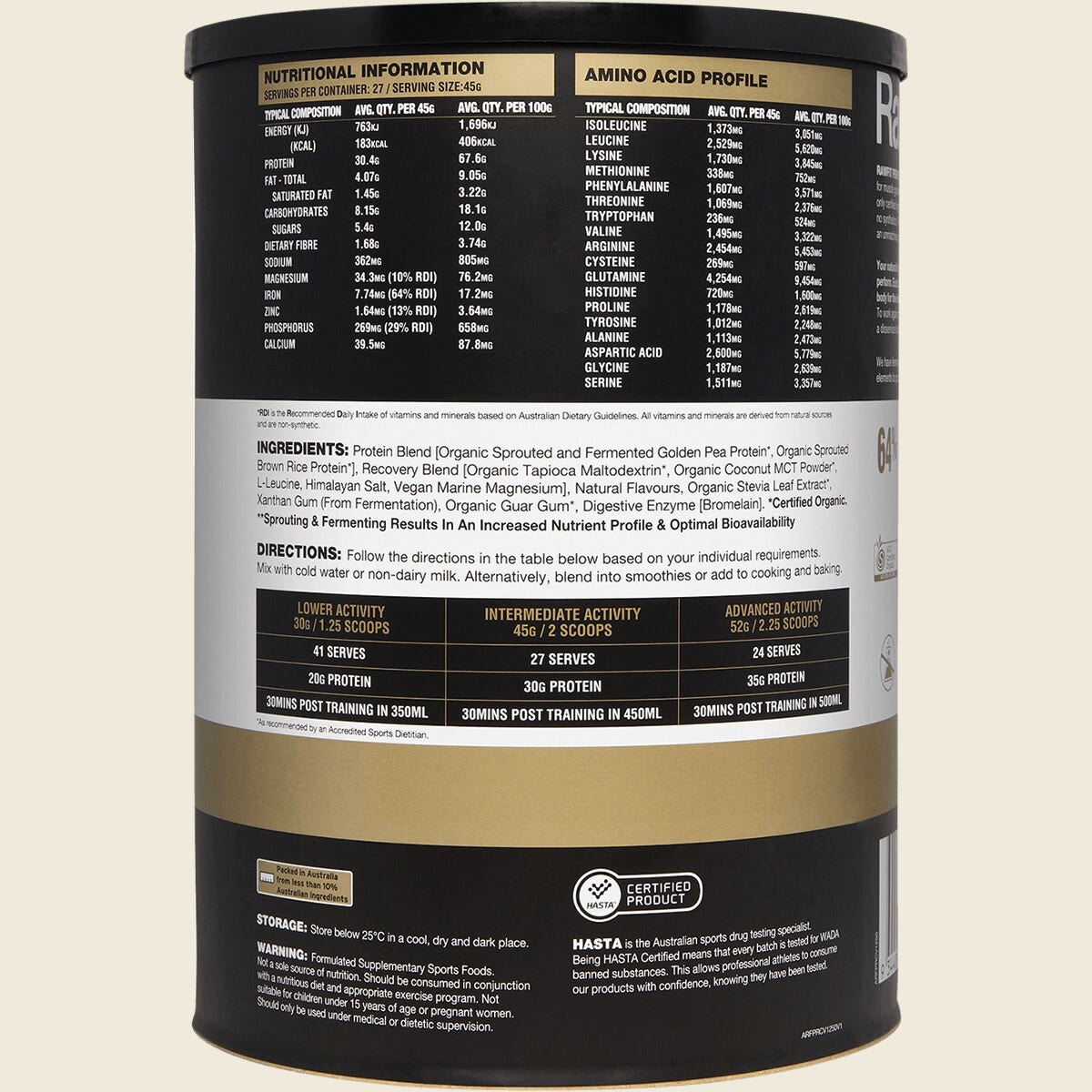 Amazonia RawFit Plant Protein Perform & Recover Creamy Vanilla Side