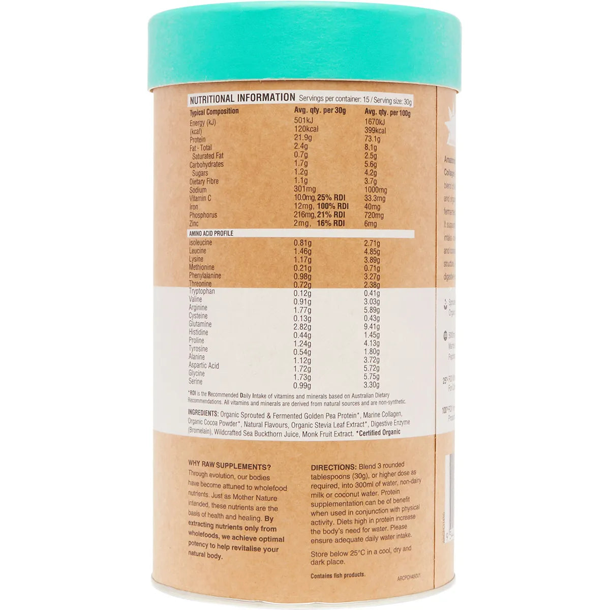 Amazonia Raw Protein Collagen Plus Choc Hazelnut