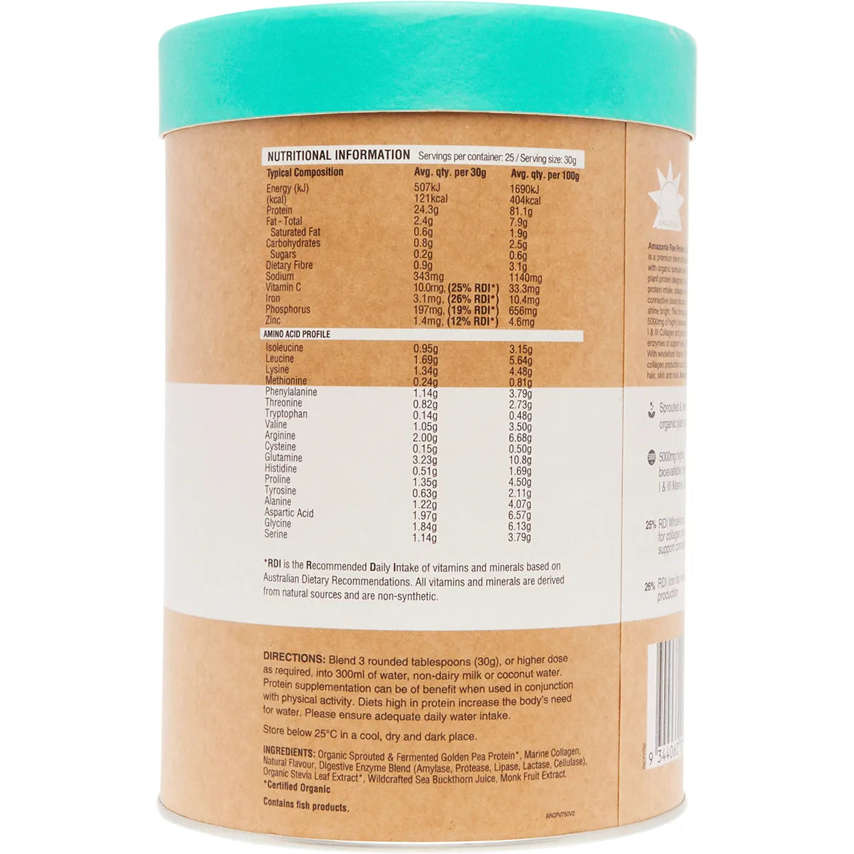 Amazonia Raw Protein Collagen Plus Vanilla Maple