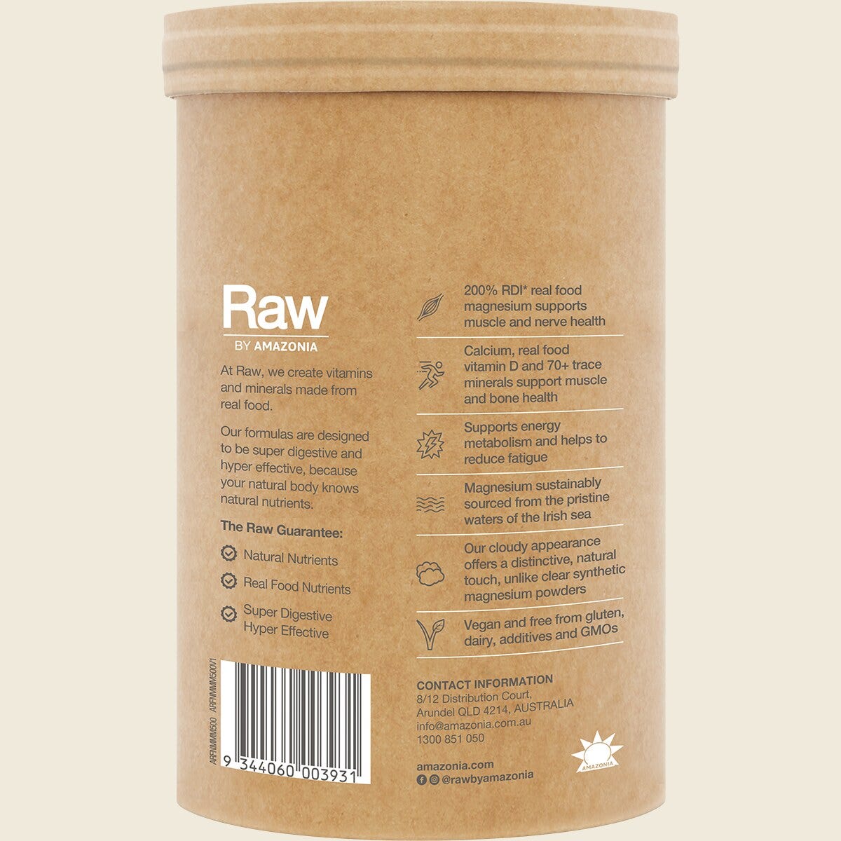 Amazonia Raw Muscle Magnesium Creamy Mango Back