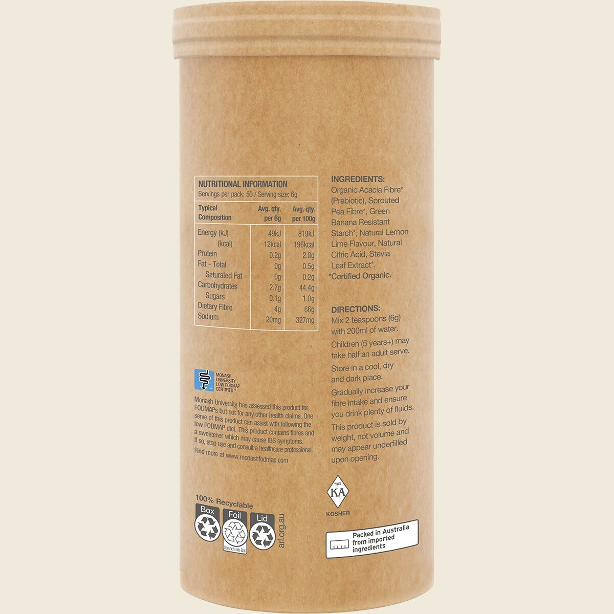 Amazonia Raw Organic Fibre Lemon Lime 300g Side