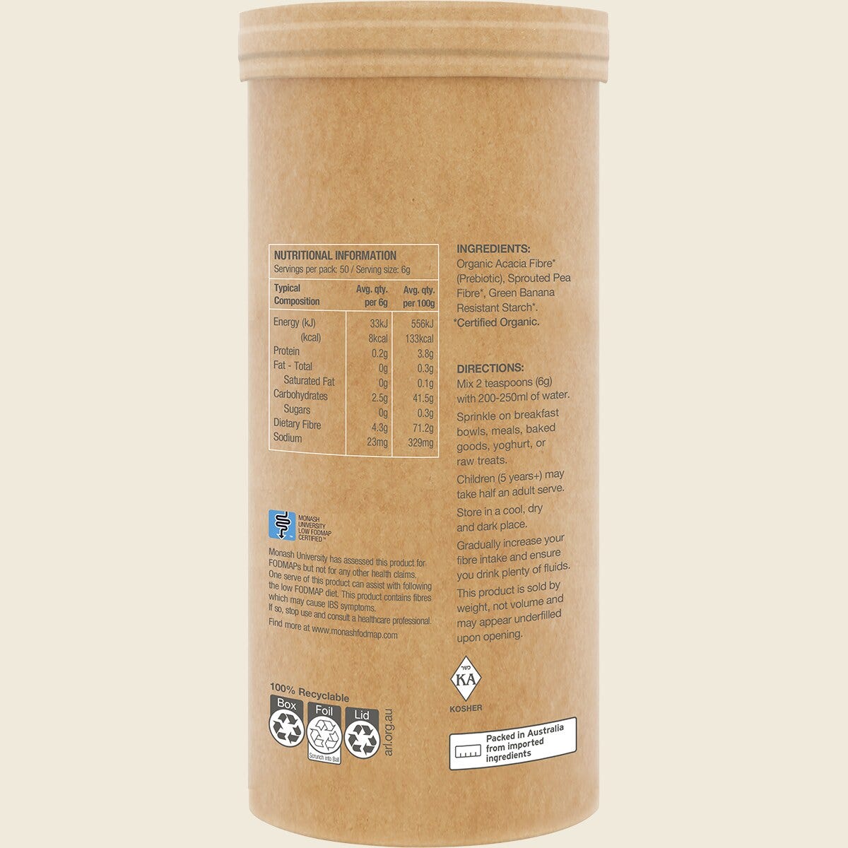Amazonia Raw Organic Fibre Unflavoured 300g Side