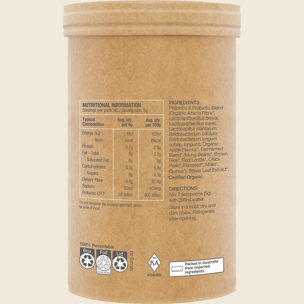 Amazonia Raw Organic Probiotics Cloudy Apple Side