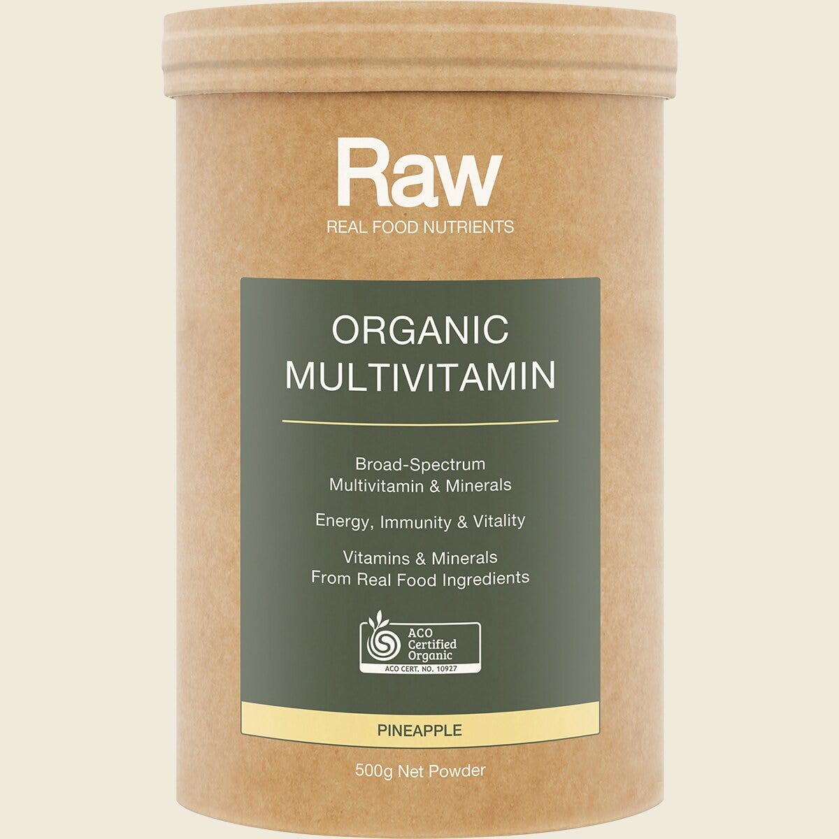 Amazonia Raw Organic Multivitamin Pineapple 500g Front