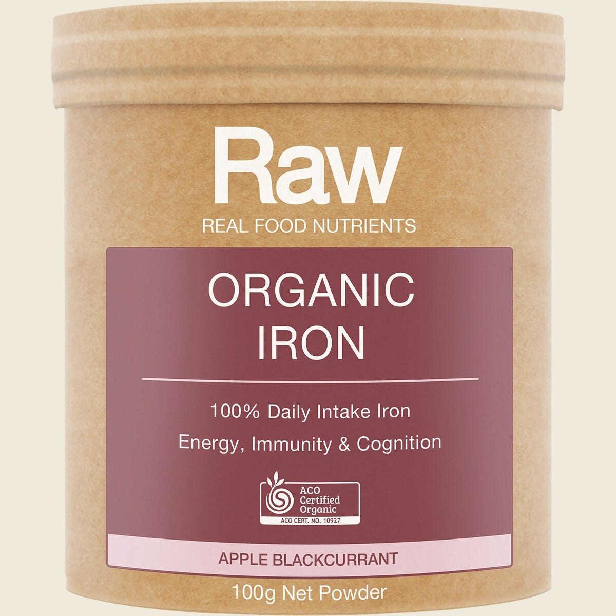 Amazonia Raw Organic Iron Apple Blackcurrant 100g Front