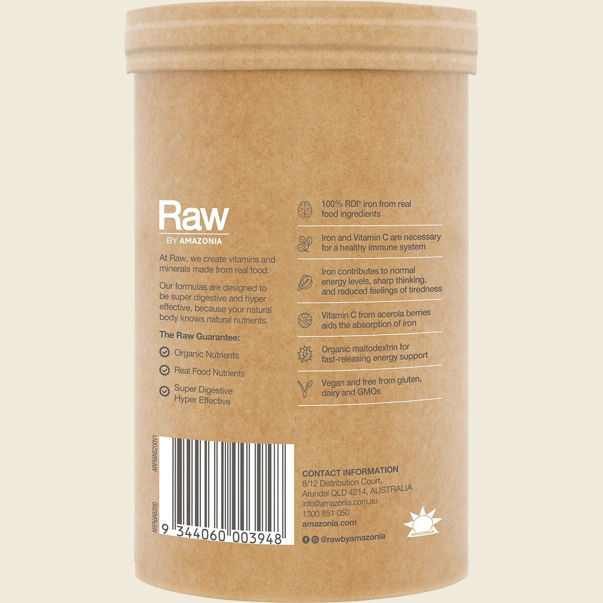 Amazonia Raw Organic Iron Apple Blackcurrant Back
