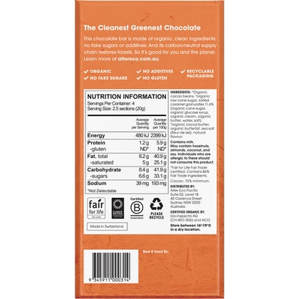 Alter Eco Chocolate Organic Dark Burnt Caramel