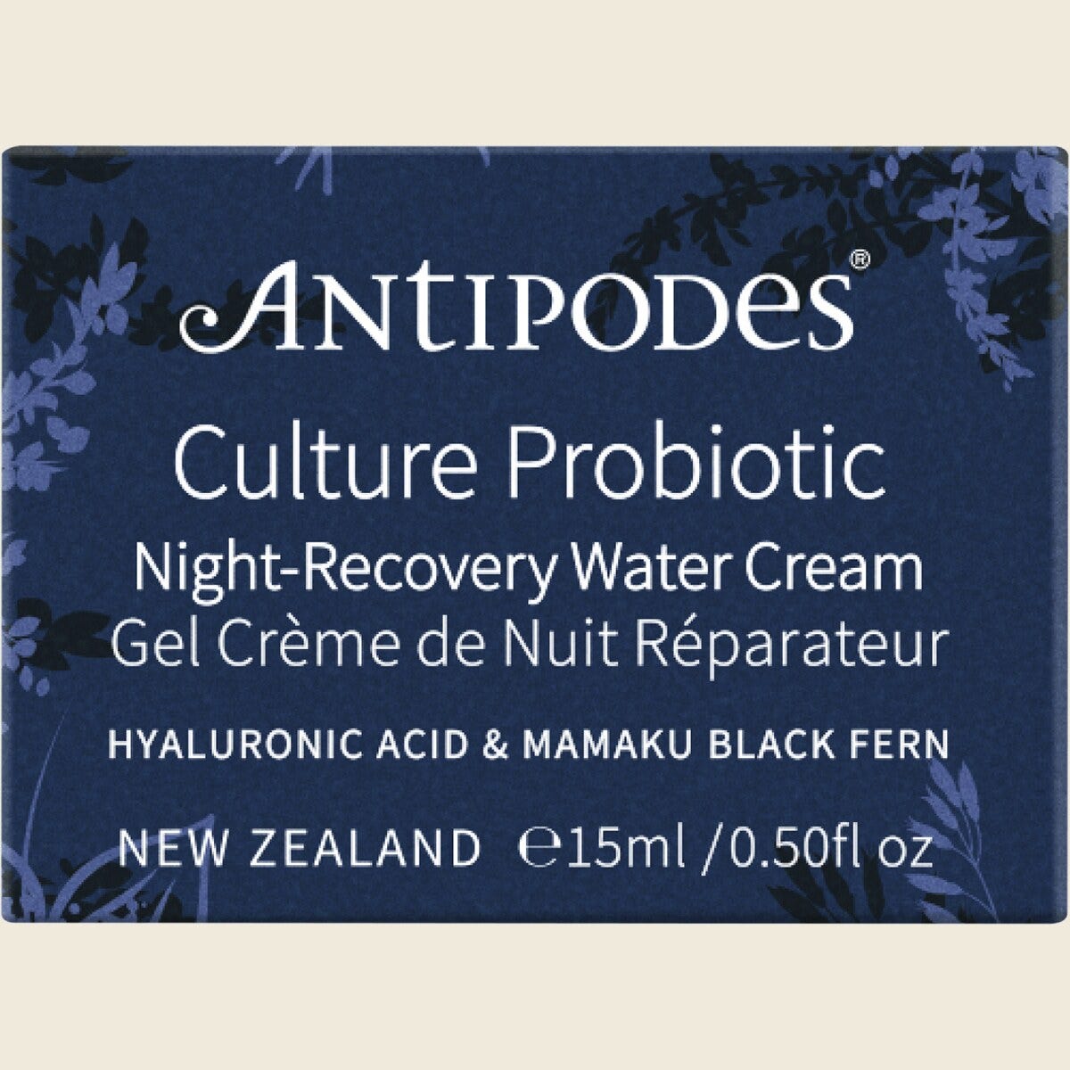 Antipodes Culture Probiotic Night Recovery Water Cream Mini 15ml Box Front