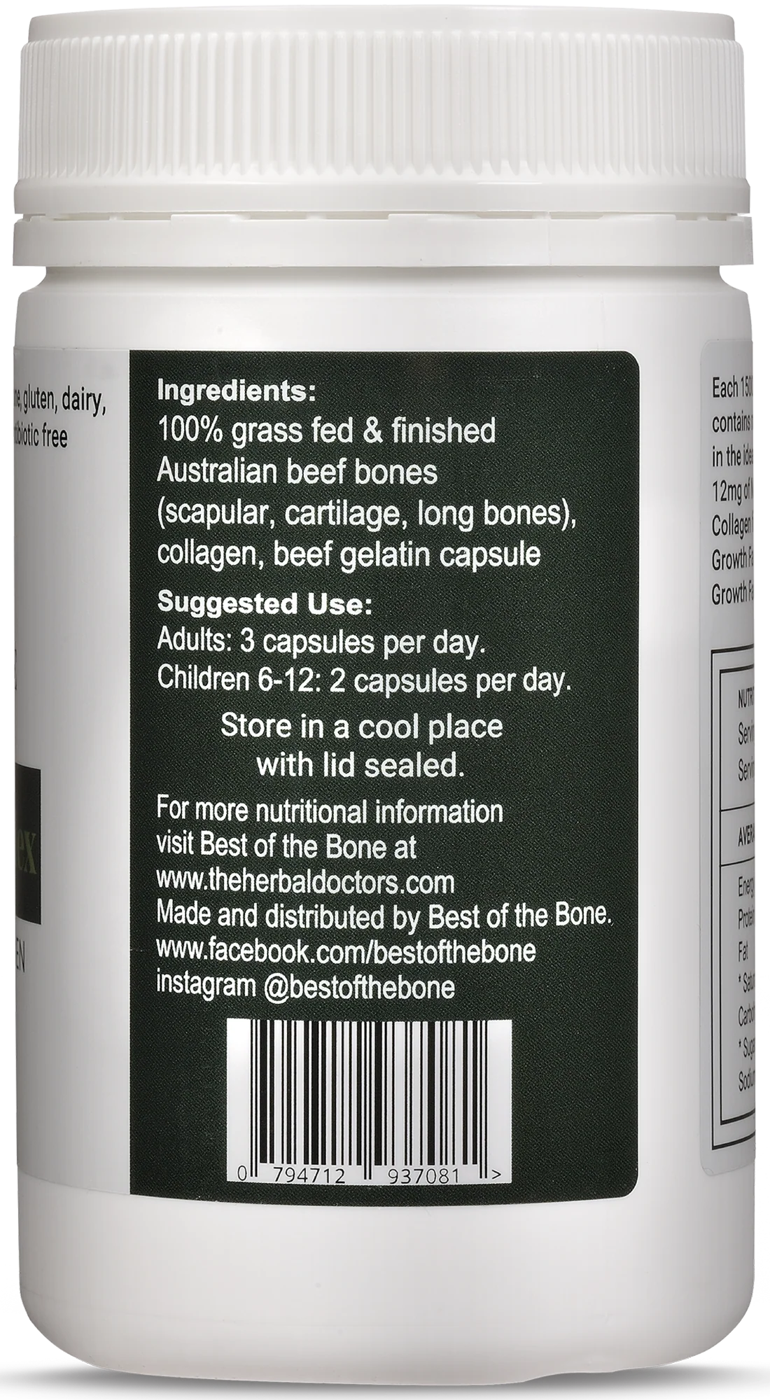Best of the Bone Whole Bone Complex Natural Calcium & Collagen 120c