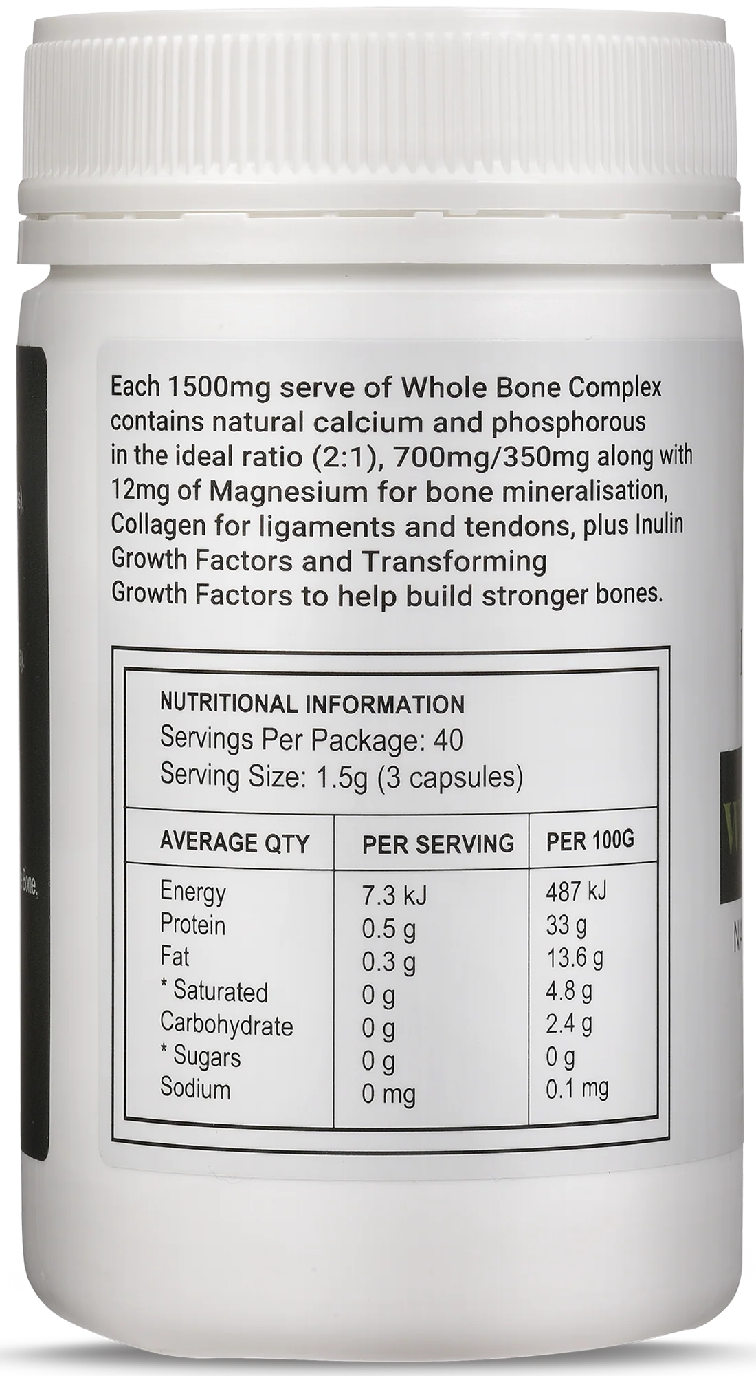 Best of the Bone Whole Bone Complex Natural Calcium & Collagen 120c