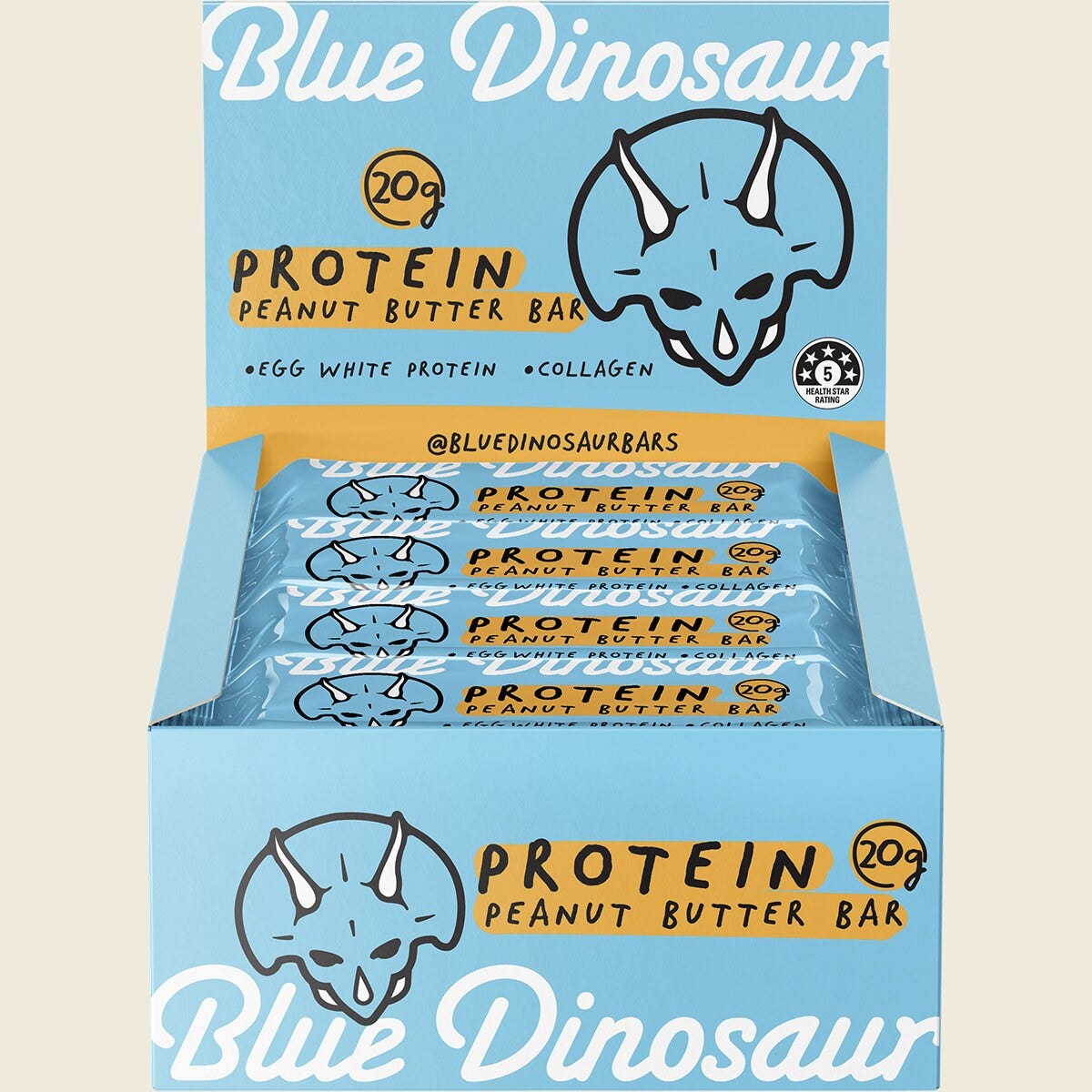 Blue Dinosaur Peanut Butter Protein Bar 60g Pack of 12 Display