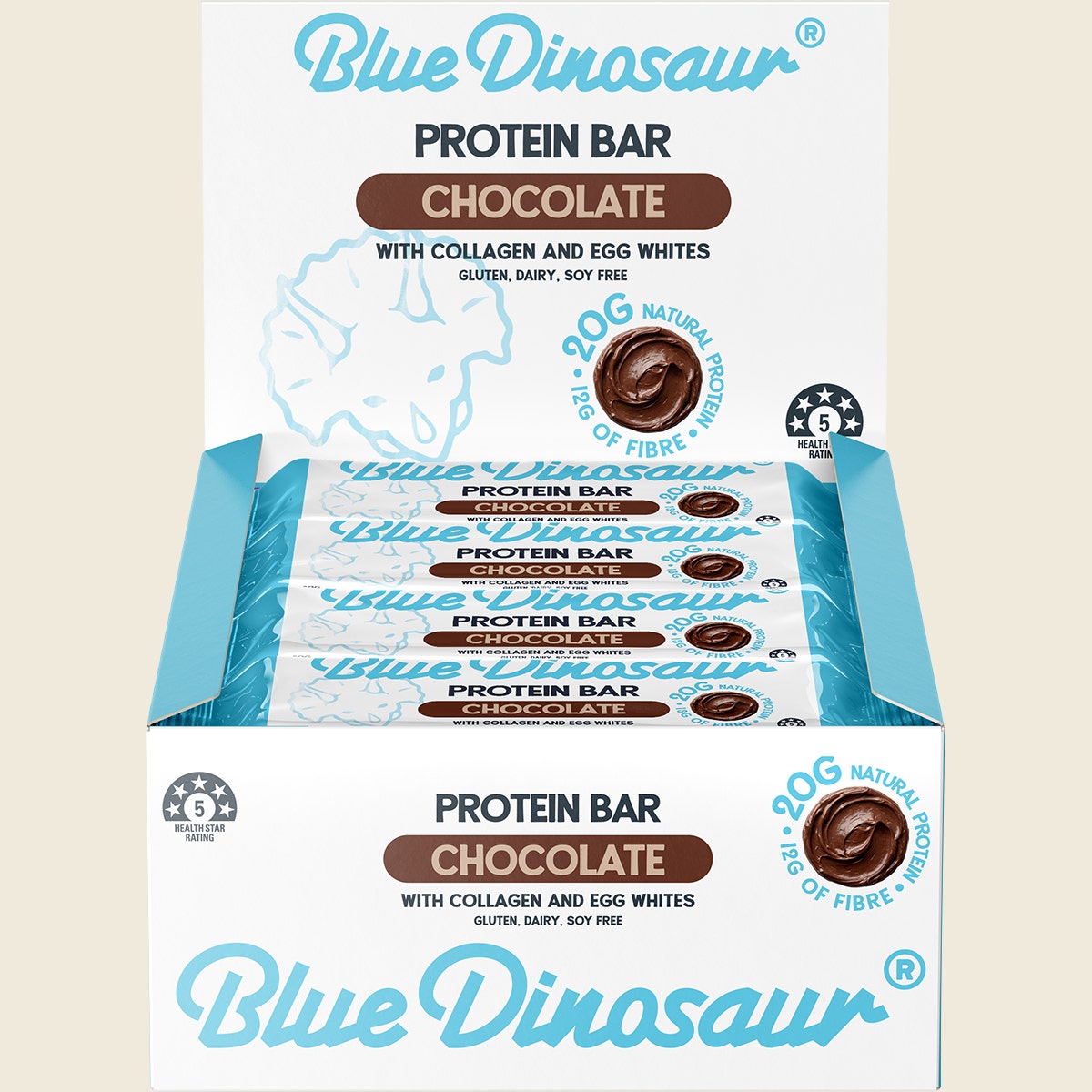Blue Dinosaur Chocolate Protein Bar 60g 12-pack