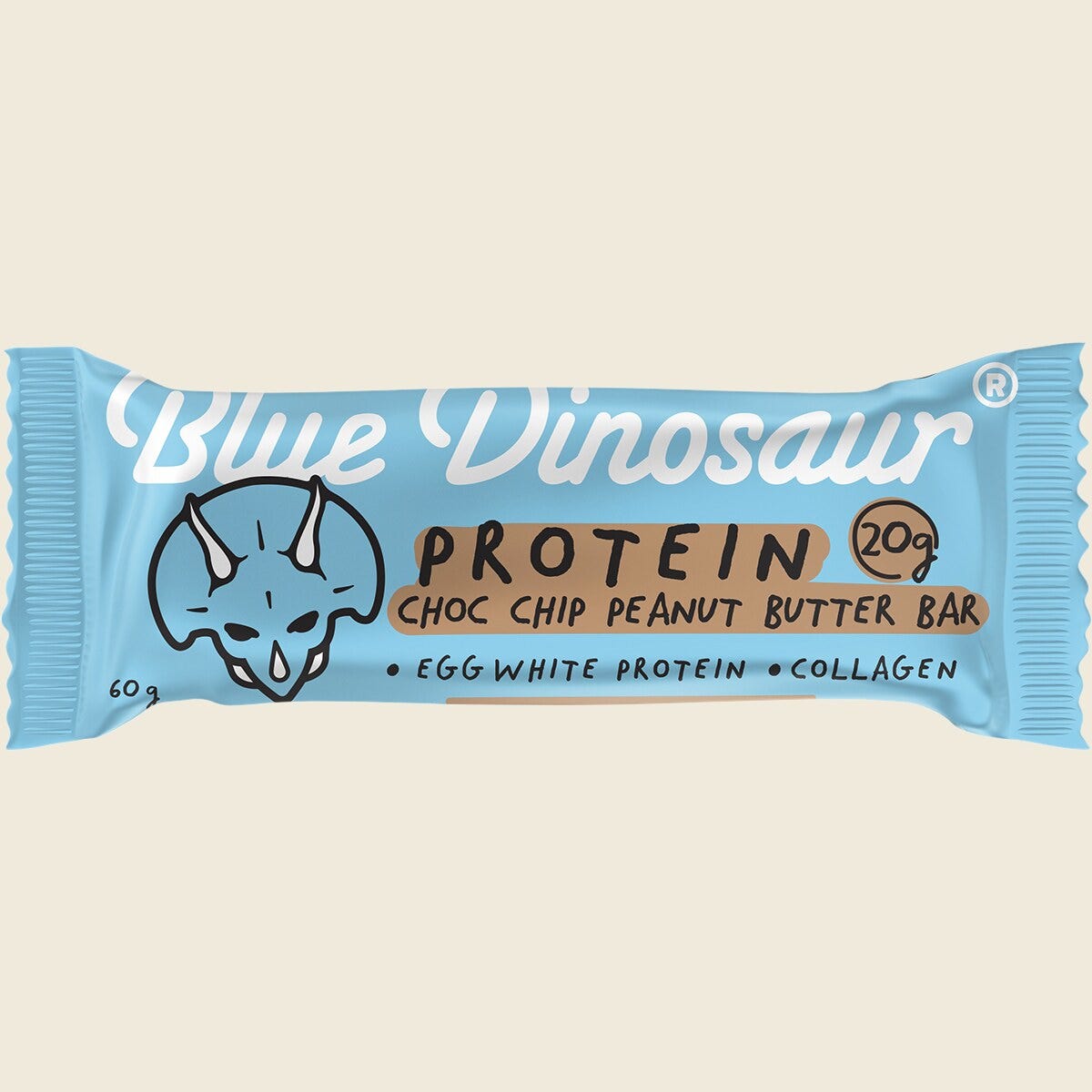 Blue Dinosaur Choc Chip Peanut Butter Protein Bar 60g Pack of 12 Single Bar