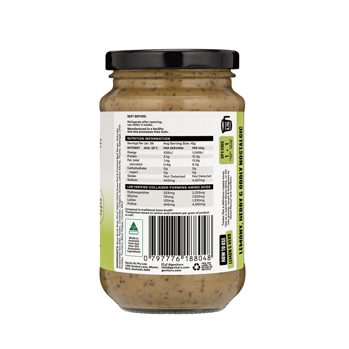 Gevity Rx Bone Broth Body Glue Lemon 390g