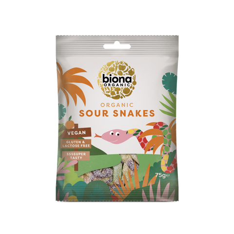 Biona Organic Confection Sour Snakes Org 75g x 10 Packets