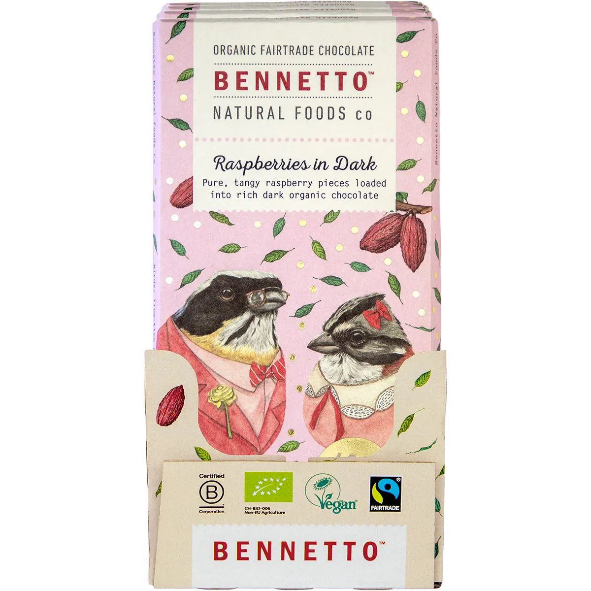 Bennetto Organic Dark Chocolate Raspberries In Dark 80g