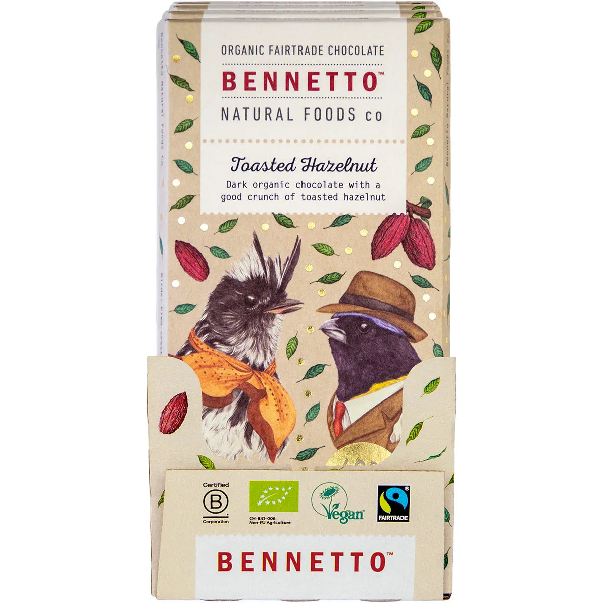 Bennetto Organic Dark Chocolate Toasted Hazelnut 80g