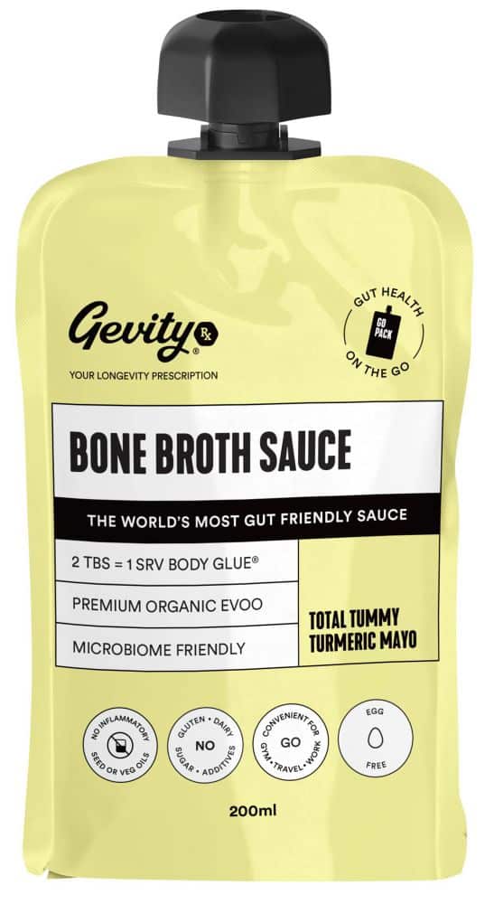 Gevity Rx Bone Broth Sauce Total Tummy Turmeric Mayo Go Pack 200ml Front