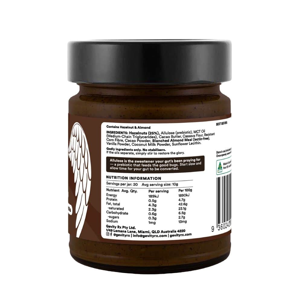 Gevity Rx Hazelnut Spread GOODTELLO 200g Left Side